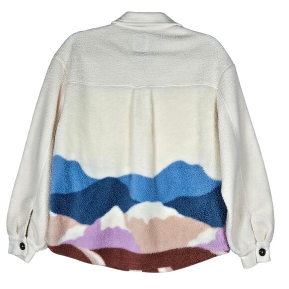 SO Fleece Mountain Shacket XS | Cream Colorblock Button Front Cozy Mountain - Picture 6 of 14